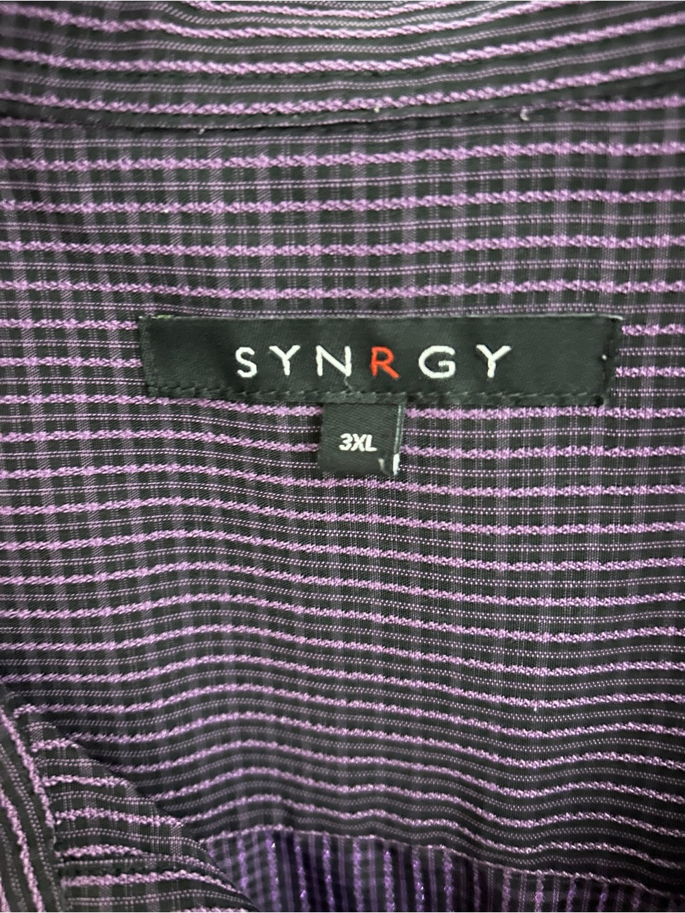 Synrgy Purple Short-Sleeve Check Button-Down Shirt - Picture 3 of 4